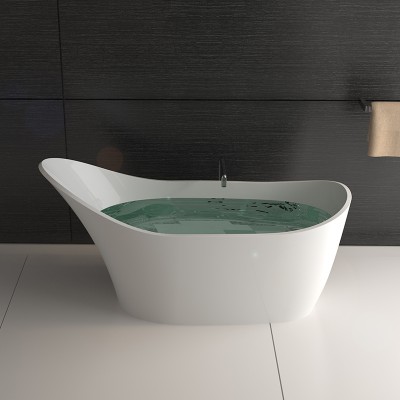 Luxury Custom 1700Mm 1 Person Bath Tub High Back  Freestanding Resin Stone Bathtub Bs-8605