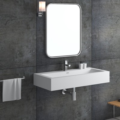 Bs-8432 Cupc Bathroom Contemporary Rectangle Sink Artificial Stone  Wall Hung Wash Basin