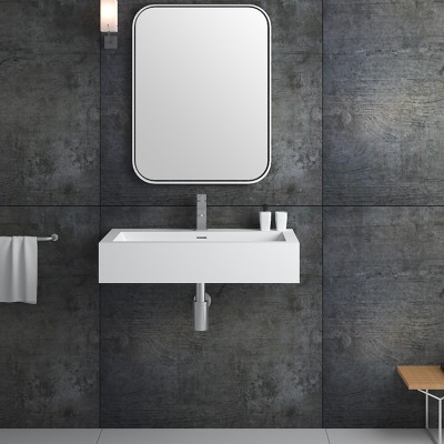 Bs-8431 Oem Bathroom Corner Rectangle Wall Wash Basins Cast Stone Resin Basin  Wall Hung Sink