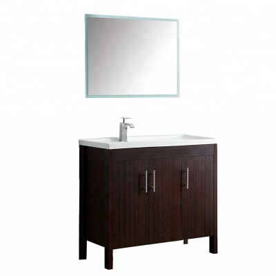 Modern freestanding stand alone floor mounted bathroom plywood material wooden vanity cabinet with mirror