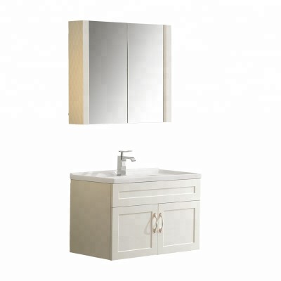 Buffer design plywood solid wood design bathroom wall hung mount vanities mirror sets cabinet