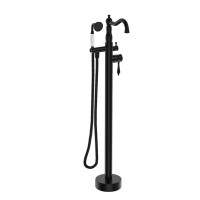 High Quality And Durable Double Handle Floor Mounted Clawfoot Matt black Freestanding Bathtub Faucet